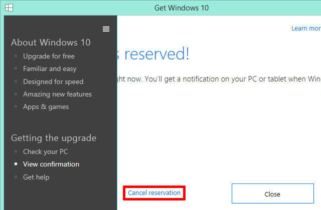 Tühistage Windows 10 versiooniuuendus