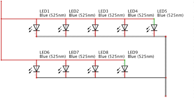 Otsetee nuppude LED-vooluahel