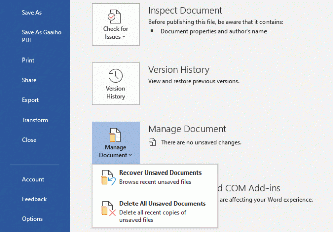 Microsoft Office 2019 taastab salvestamata dokumendid