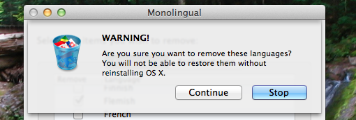 eemalda keeled osxist