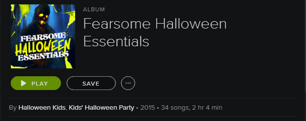 Spotify esitusloend - hirmutavad Halloweeni põhivaated