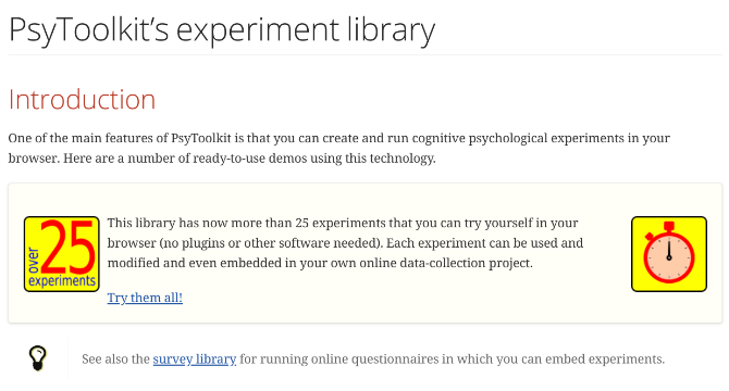 PsyToolkit korraldab veebis 25 tasuta kognitiivset testi ja psühholoogilist katset