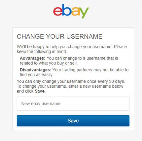 eBay-Change-kasutajanimi