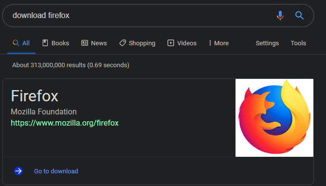 Google'i allalaadimine Firefoxi link