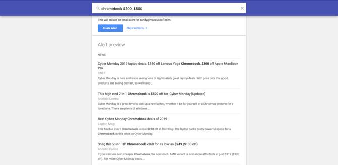 Google Alerts Chromebooki hinnaklass