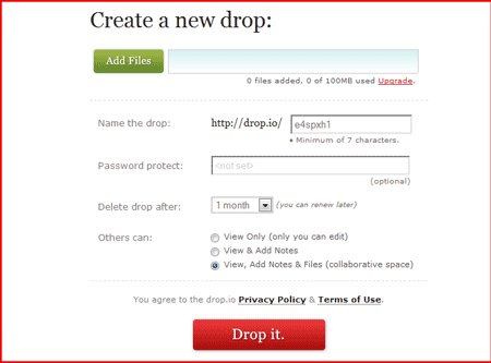 Drop.io - turvaline ja privaatne failijagamine