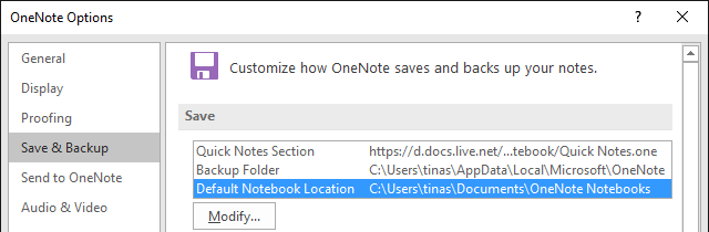 OneNote Salvesta