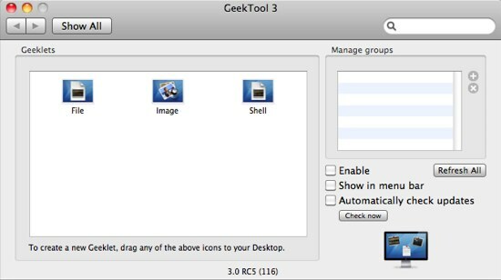 GeekTool - süsteemiteabe kuvamine Macis stiilis 01c Preferences. GeekTool 3