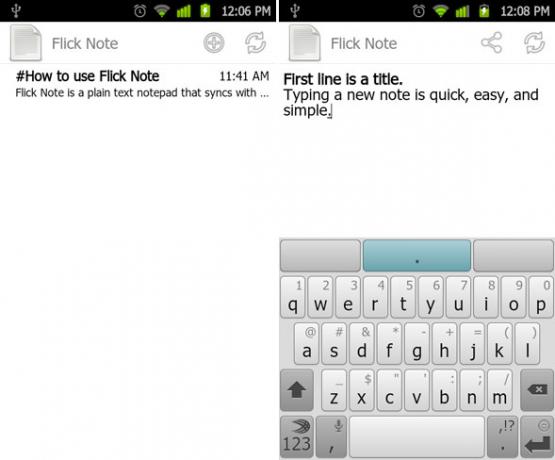 Flick note android