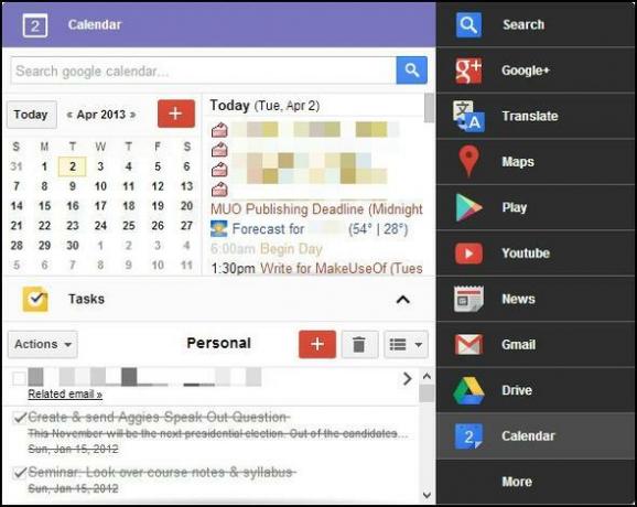 Must menüü: pääsete juurde kõigile Google'i teenustele ühes menüüs [Chrome] Gcal