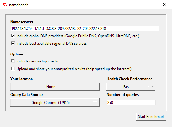 namebench dns testimise tööriist