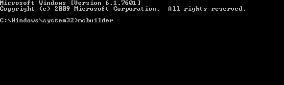 Käivitage mcbuilder Windows 7 käsureal
