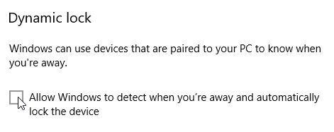 Windows 10 seatud dünaamiline lukk