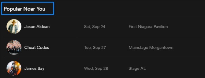 Teie lähedal populaarsed Spotify kontserdid