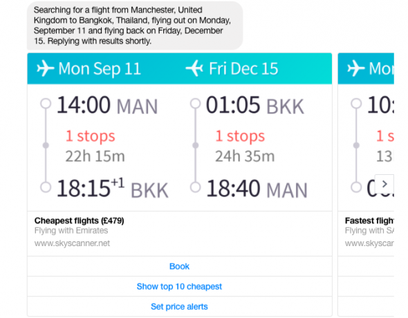 facebook Messengeri bot skyscanner