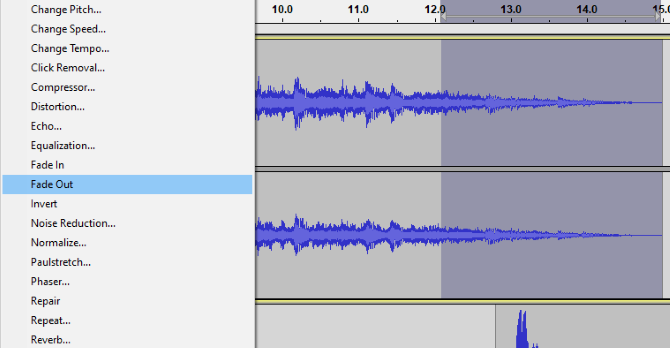 Audacity helitugevuse parendamiseks kasutage hääbumise tööriista