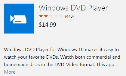 Windowsi DVD-mängija USA pood