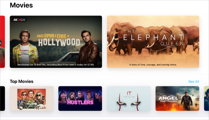 Apple TV rakendus näitab uusimaid filme