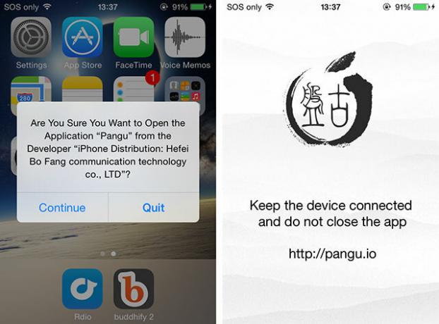 Kuidas Jailbreak iOS 7.1.x installida ja Cydiat installida Pangu pangurakendusega