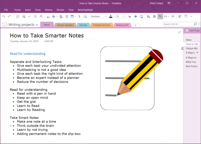 ülevaade OneNote 2016-s