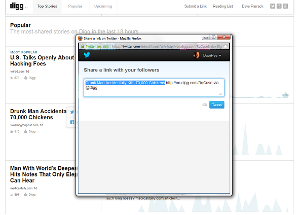 Avastage veebi parimad võimalused koos uue Digg v1 digg share twitteriga