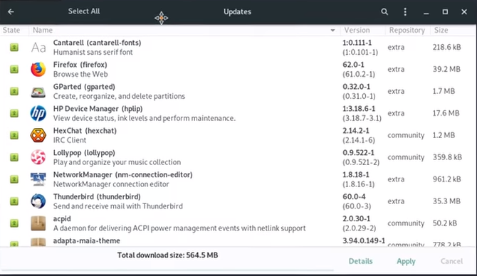 manjaro värskendused