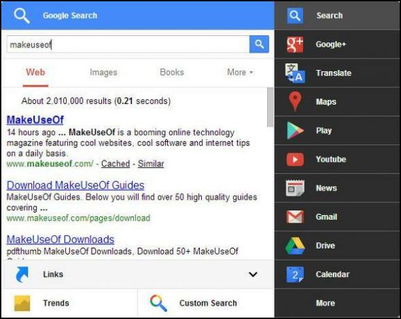 Must menüü: pääsete kõigile Google'i teenustele juurde ühes menüüs [Chrome] Search1