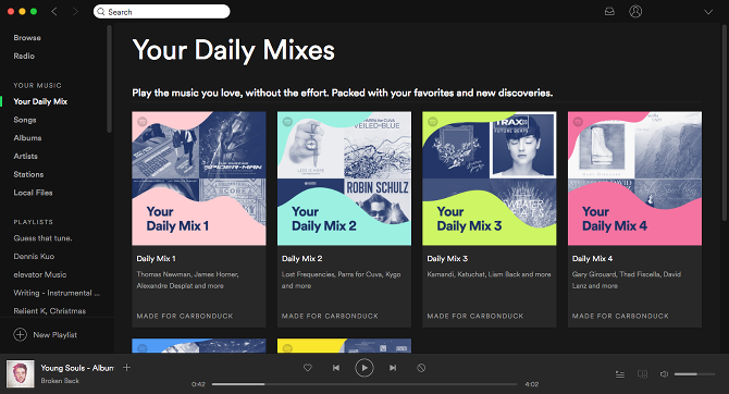 Kuidas vältida Spotify kettaruumi raiskamist, spotify liidese ülevaade