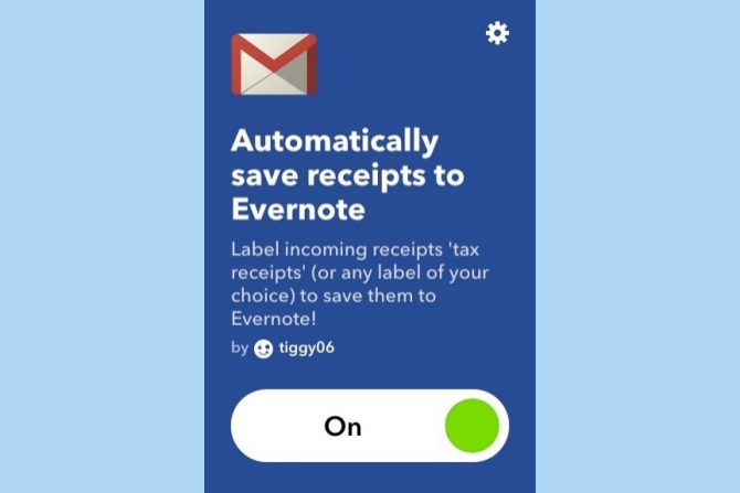 ifttt gmail salvestab kviitungid evernote'i