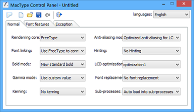 aknad-font-silumine-mactype-control-panel