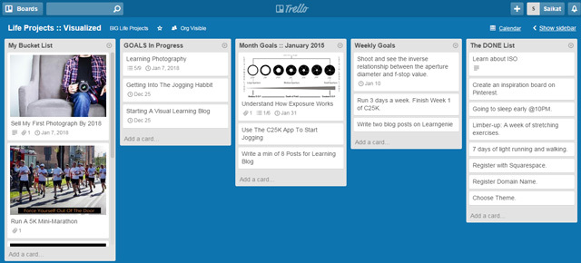 Trello - eesmärkide visualiseerimine