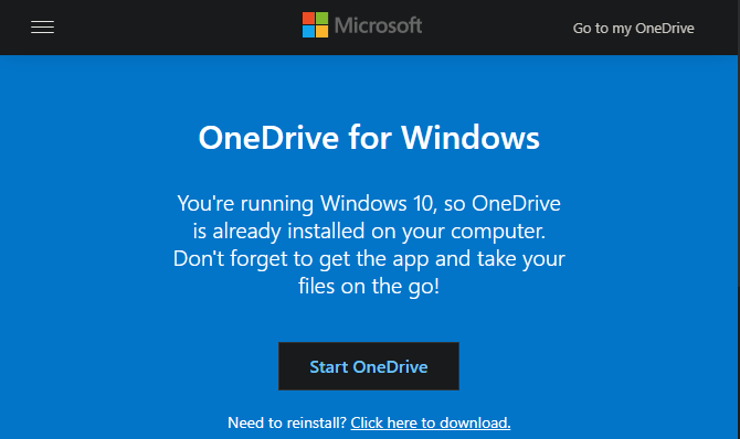 Windows 10 OneDrive sait