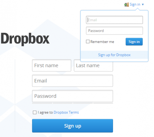 dropboxi veebiliides