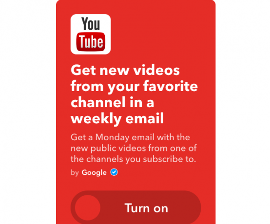 youtube ifttt uue kanali videoid nädala e-posti aadressile