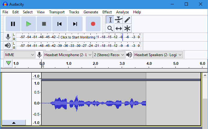 Audacity proovi salvestamine