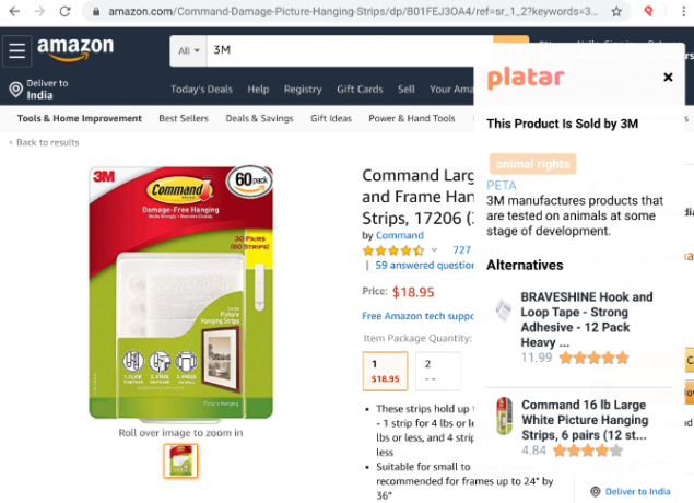 Platar on Chrome'i laiendus, mis pakub veebis ostlemise ajal toodetele eetilisi alternatiive