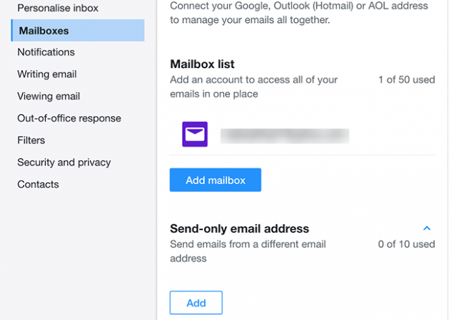 lisage Yahoo ainult e-posti saatmine