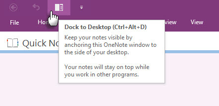 Microsoft OneNote - dokkimine töölauale