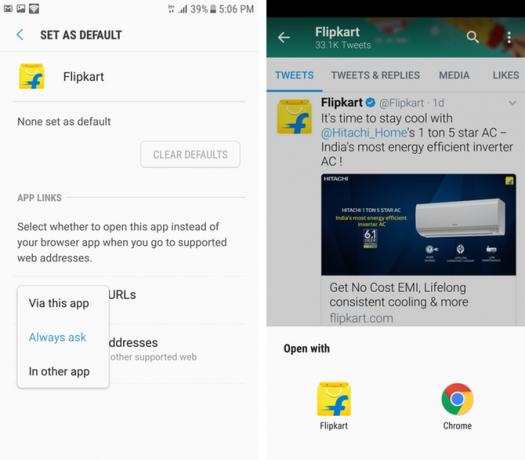 android flipkart rakenduse lingi vaikeseade