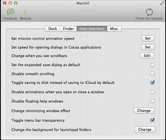 MacUtil: kohandage Mac OS X-i funktsioone hõlpsalt lihtsast menüüst [Mac OS X] mui