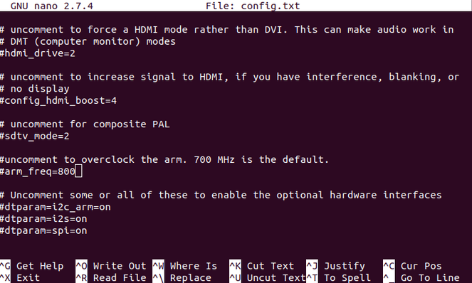 Muutke konfiguratsiooni.txt saidil Raspberry Pi