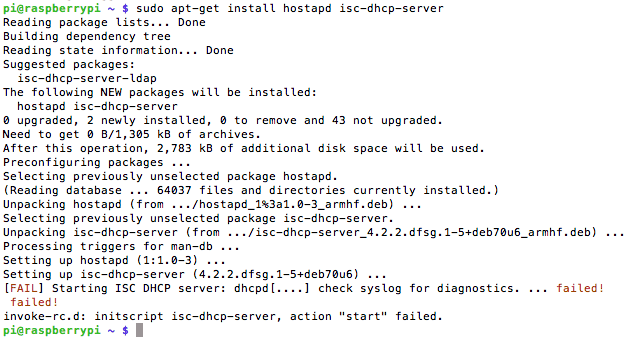 viga installimisel-dhcp-server