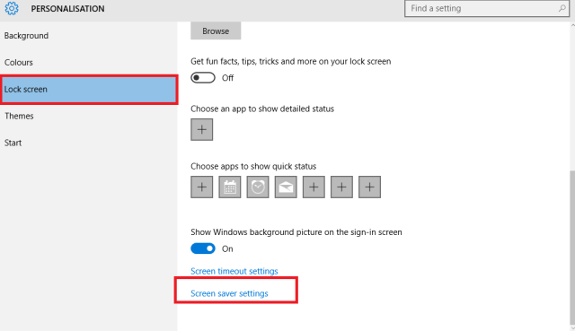 win10 ekraanisäästja seaded