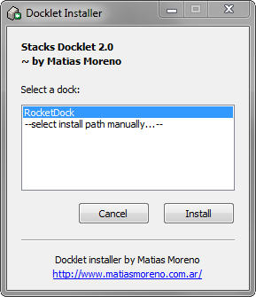 RocketDock + korstnad Docklet: mitte ainult dokk, vaid ka täielik töölaua korralduse lahendus [Windows] 2013 04 12 22 48 04 Docklet Installer