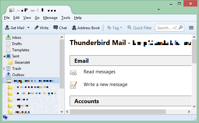 See on ühe parima Windowsi programmi Thunderbird e-posti kliendi ekraanipilt