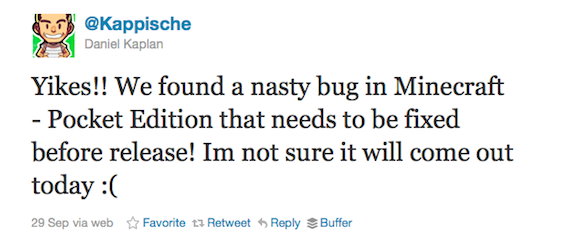 Minecraft on varsti saadaval paljudes Android 2.3+ seadmetes [uudised] Minecraft Pocket Tweet