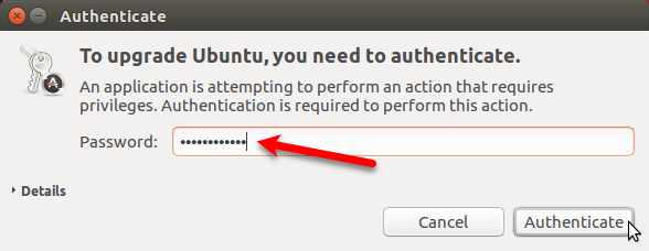 Ubuntu 17.10 versiooniuuenduseks autentimine