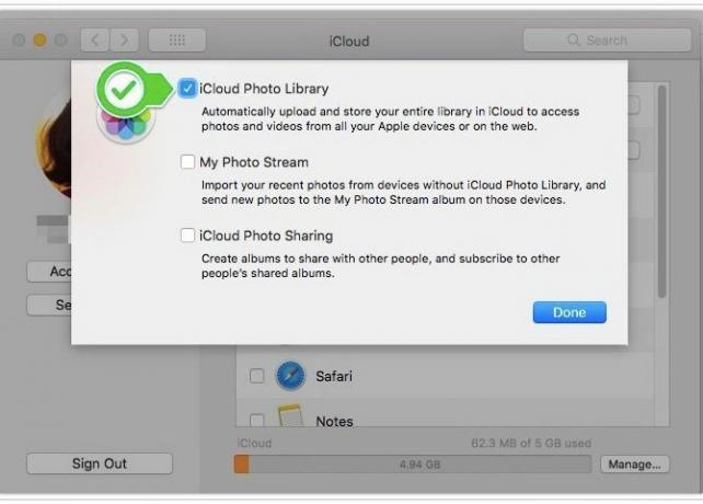 Photo Library Mac - lubage icloud-sünkroonimine