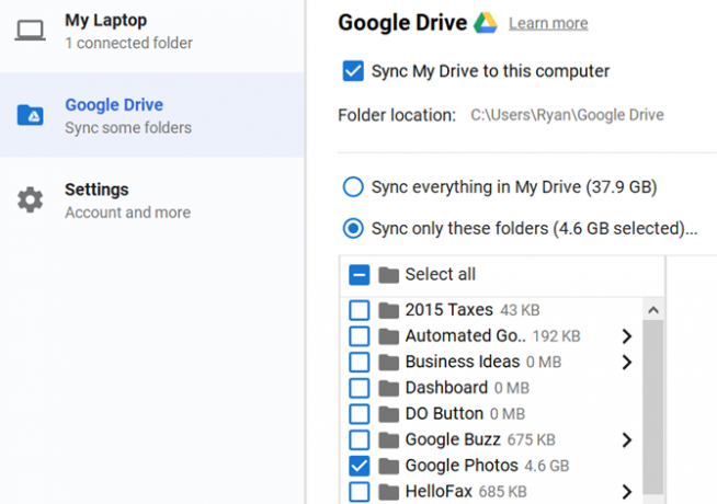 Google Drive'i sünkroonimise fotode töölaud