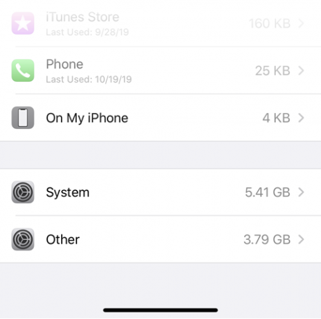 iPhone'i " Muu" salvestusruum